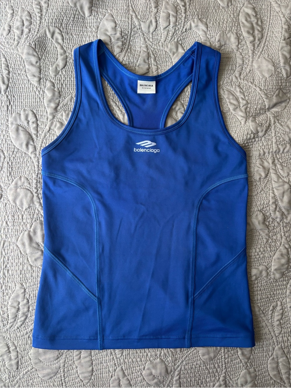 Balenciaga Royal Blue Racerback Tank Top with Logo